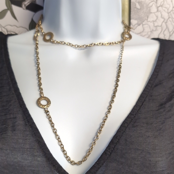 Avenue Jewelry - Hammered Donut Style Gold Chain Necklace